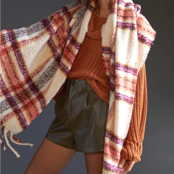 COPY - Anthropologie fringed plaid scarf in excellent condition, worn once! - Picture 2 of 6
